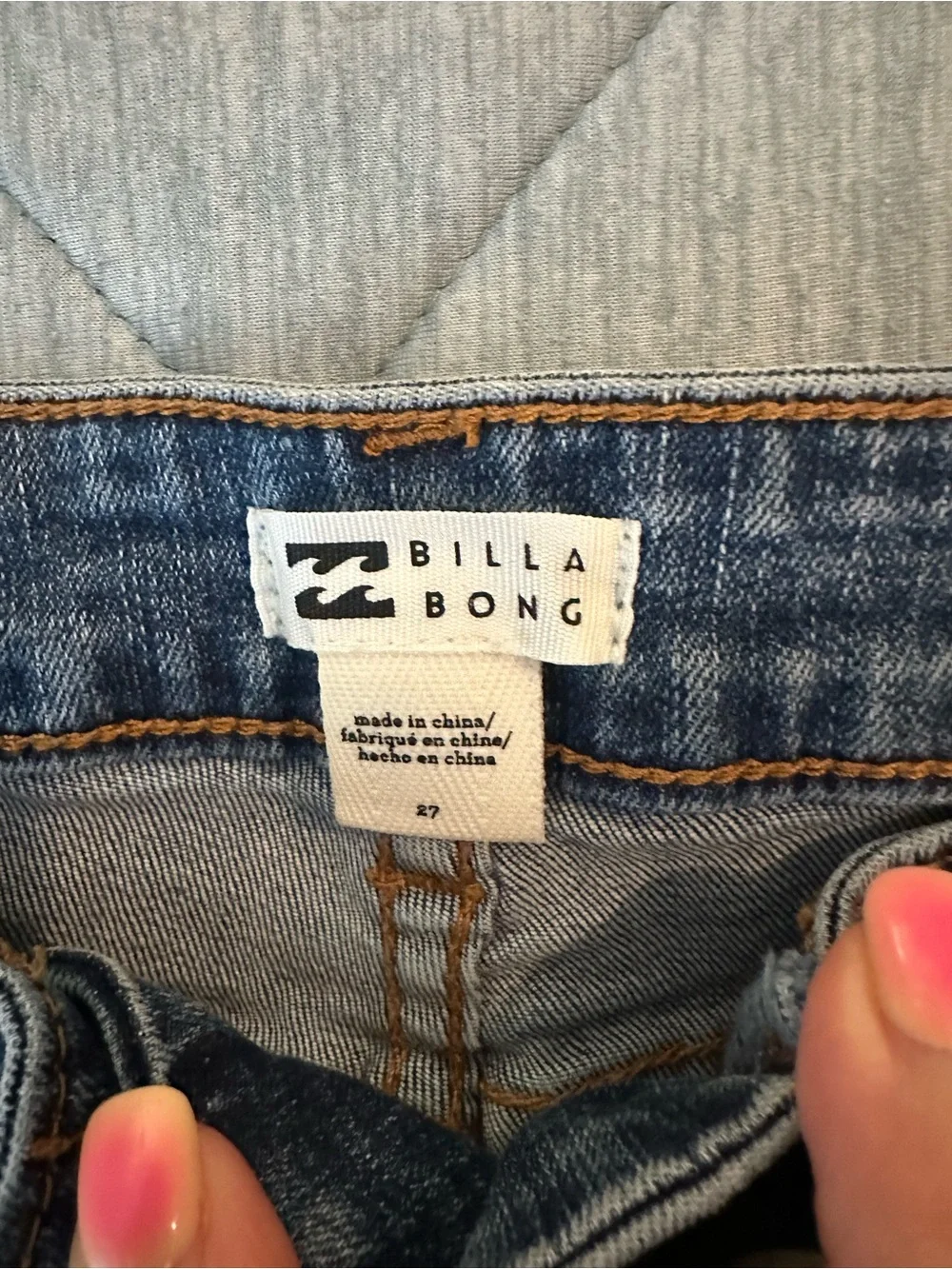 Billabong Lace-Up Frayed Hem Indigo Denim Shorts